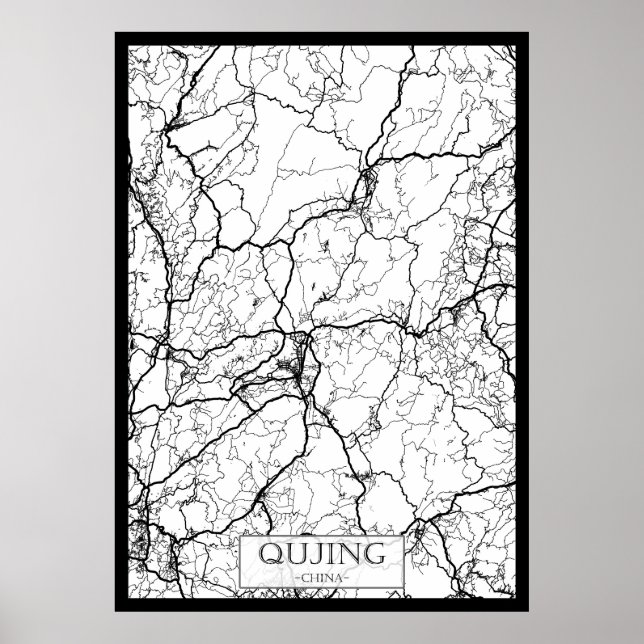Póster Mapa de la ciudad de Qujing China (Frente)