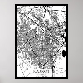 Póster Mapa de la ciudad de Rajkot Gujarat