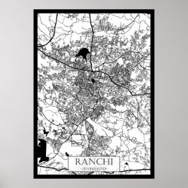 Póster Mapa de la ciudad de Ranchi Jharkhand