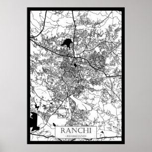 Póster Mapa de la ciudad de Ranchi Jharkhand