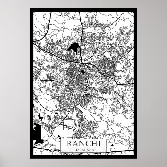 Póster Mapa de la ciudad de Ranchi Jharkhand (Frente)
