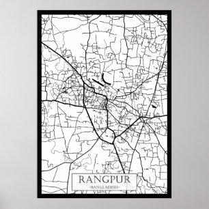 Póster Mapa de la ciudad de Rangpur Bangladesh
