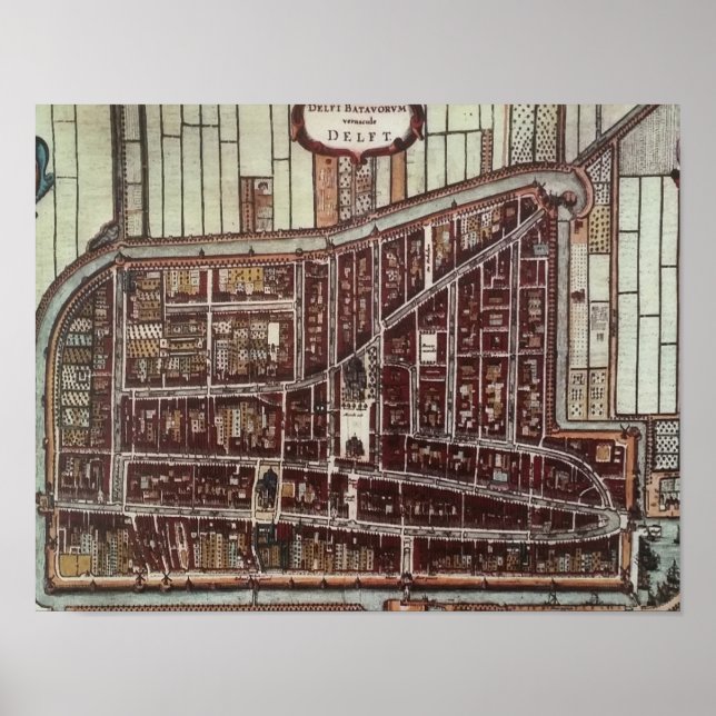 Póster Mapa de la ciudad de Réplica de Delft de 1649 (Frente)