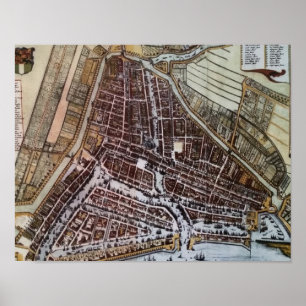 Póster Mapa de la ciudad de Réplica de Rotterdam de 1652