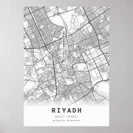 Póster Mapa de la ciudad de Riad