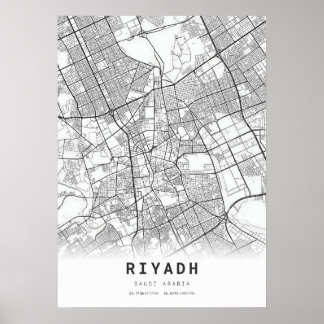 Póster Mapa de la ciudad de Riad