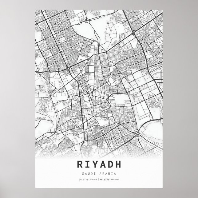 Póster Mapa de la ciudad de Riad (Frente)