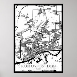 Póster Mapa de la ciudad de Rostov del Don Rusia