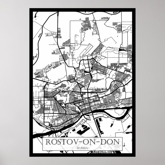 Póster Mapa de la ciudad de Rostov del Don Rusia (Frente)
