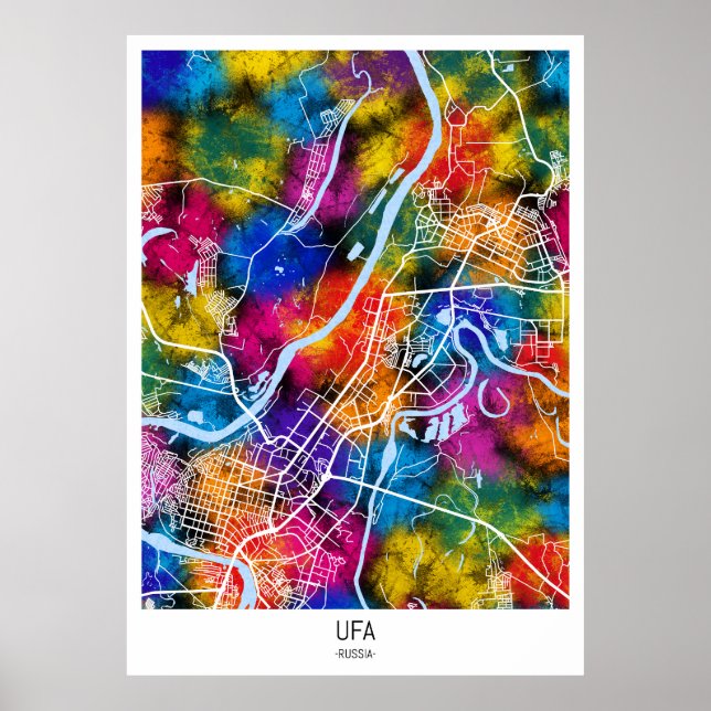Póster Mapa de la ciudad de Rusia en Ufa (Frente)