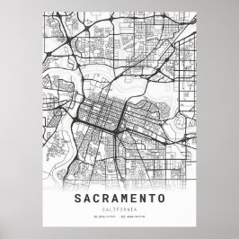 Póster Mapa de la ciudad de Sacramento