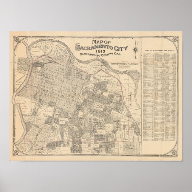 Póster Mapa de la ciudad de Sacramento - 1913 (Frente)