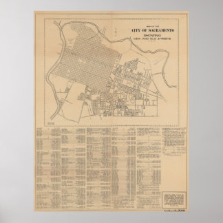 Póster Mapa de la ciudad de Sacramento, Poster de 1916