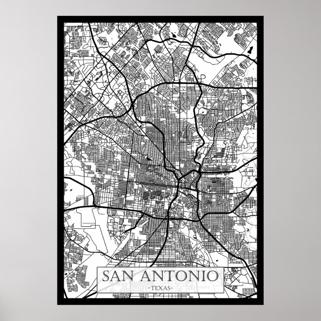 Póster Mapa de la ciudad de San Antonio EE. UU. (Frente)