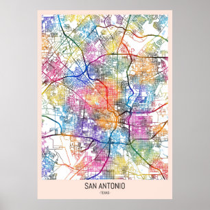 Póster Mapa de la ciudad de San Antonio EE. UU.