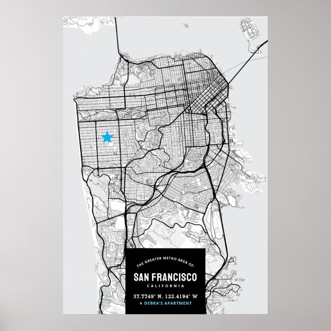 Póster Mapa de la ciudad de San Francisco + su Poster de  (Frente)