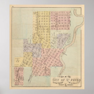 Póster Mapa de la ciudad de San Pedro, Minnesota