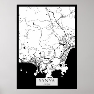 Póster Mapa de la ciudad de Sanya China