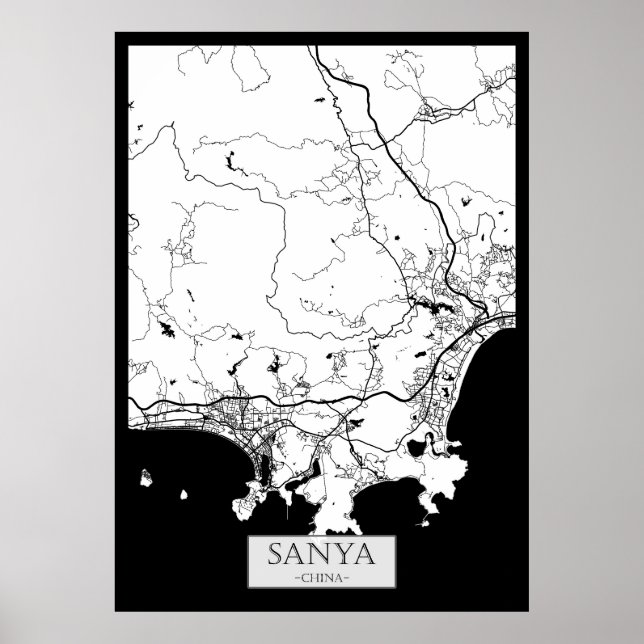 Póster Mapa de la ciudad de Sanya China (Frente)