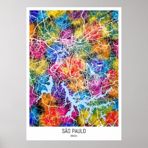 Póster Mapa de la ciudad de São Paulo en Brasil