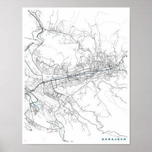 Póster Mapa de la ciudad de Sarajevo
