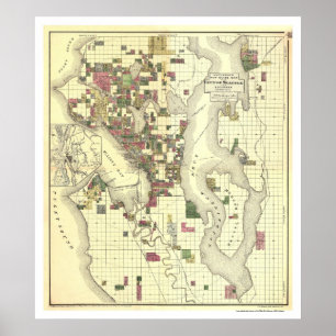 Póster Mapa de la ciudad de Seattle 1890