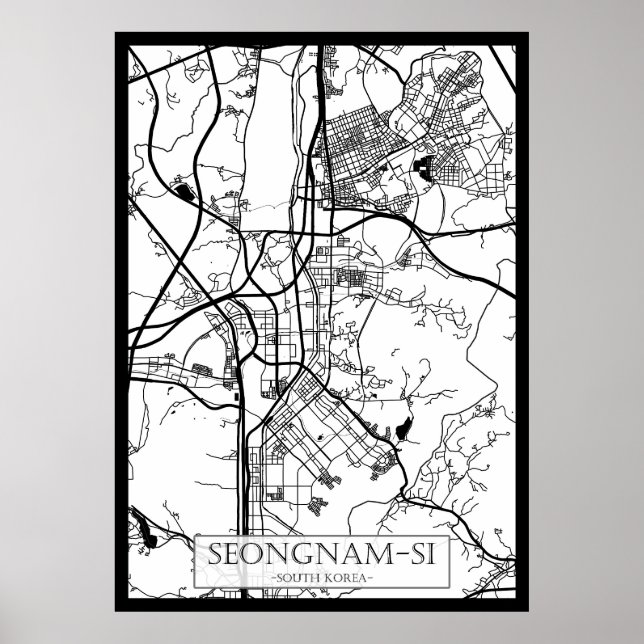 Póster Mapa de la ciudad de Seongnam-si, Corea del Sur (Frente)