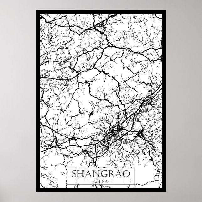 Póster Mapa de la ciudad de Shangrao China (Frente)