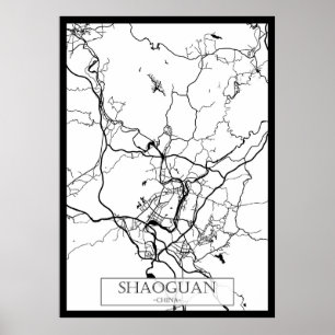 Póster Mapa de la ciudad de Shaoguan China