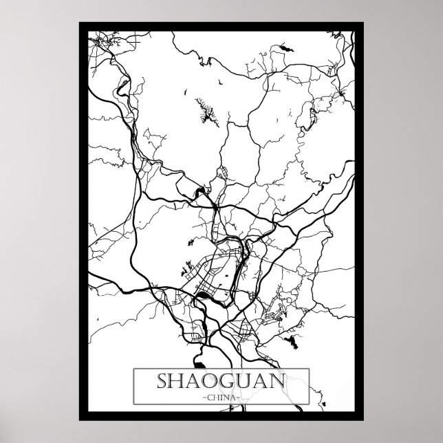 Póster Mapa de la ciudad de Shaoguan China (Frente)
