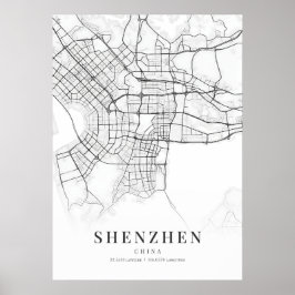 Póster Mapa de la ciudad de Shenzhen