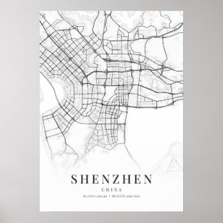 Póster Mapa de la ciudad de Shenzhen