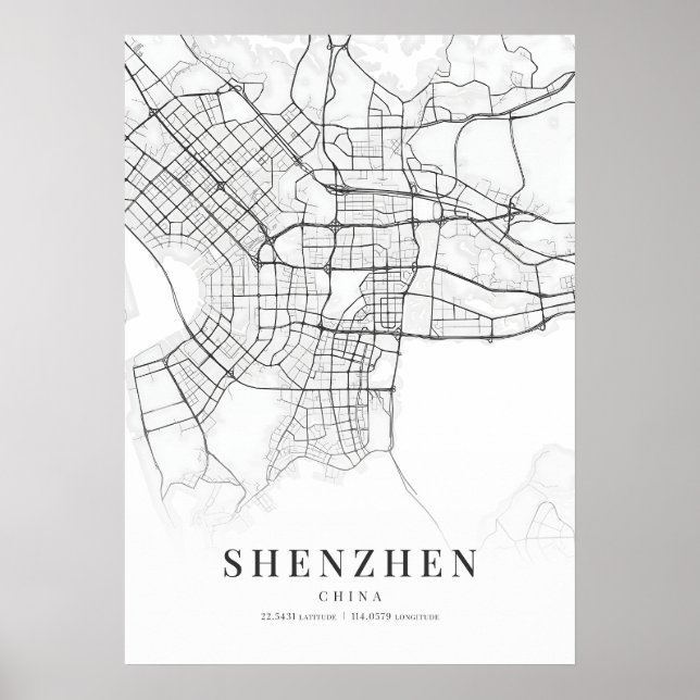 Póster Mapa de la ciudad de Shenzhen (Frente)