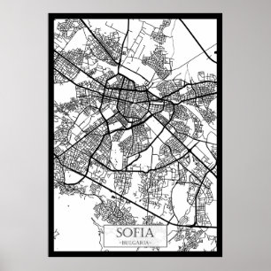Póster Mapa de la ciudad de Sofía Bulgaria