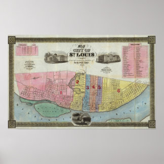 Póster Mapa de la ciudad de St. Louis