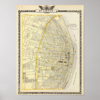 Póster Mapa de la ciudad de St Louis