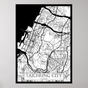 Póster Mapa de la ciudad de Taichung Taiwán