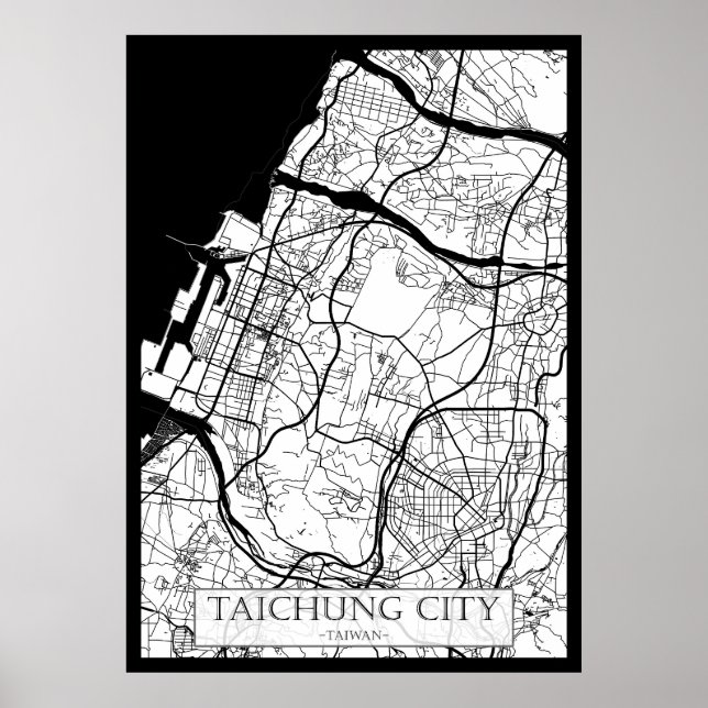 Póster Mapa de la ciudad de Taichung Taiwán (Frente)