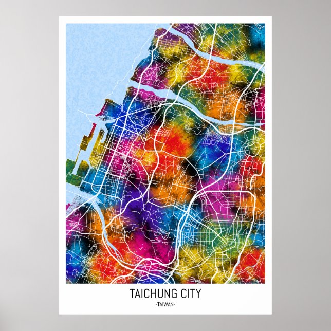 Póster Mapa de la ciudad de Taiwán de Taichung (Frente)