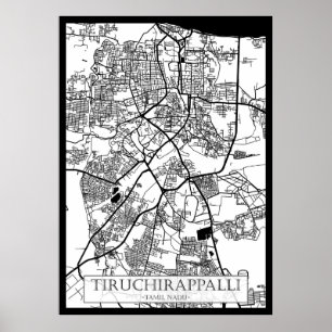 Póster Mapa de la ciudad de Tiruchirappalli Tamil Nadu