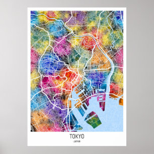 Póster Mapa de la ciudad de Tokio