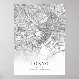 Póster Mapa de la ciudad de Tokio