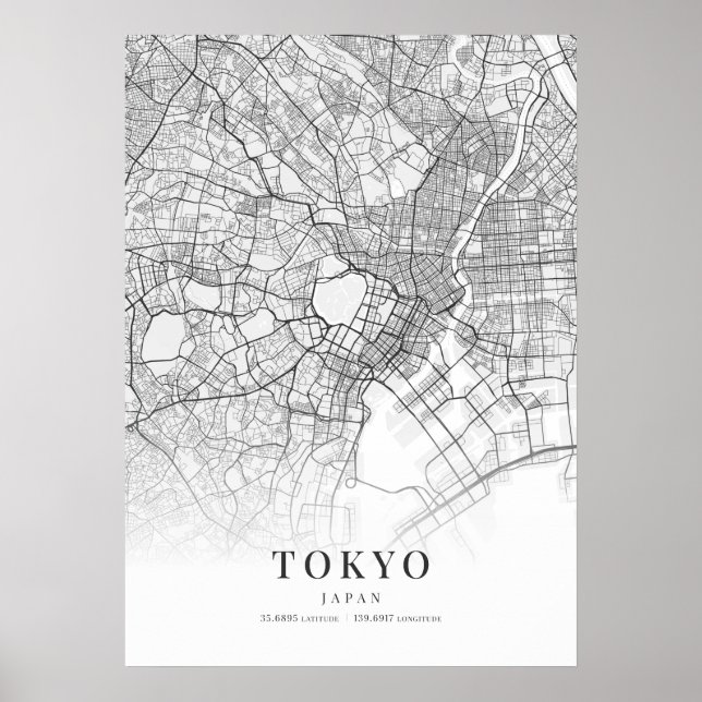 Póster Mapa de la ciudad de Tokio (Frente)