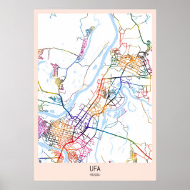 Póster Mapa de la ciudad de Ufa Rusia