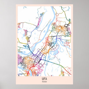 Póster Mapa de la ciudad de Ufa Rusia
