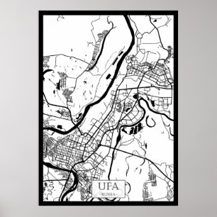 Póster Mapa de la ciudad de Ufa Rusia