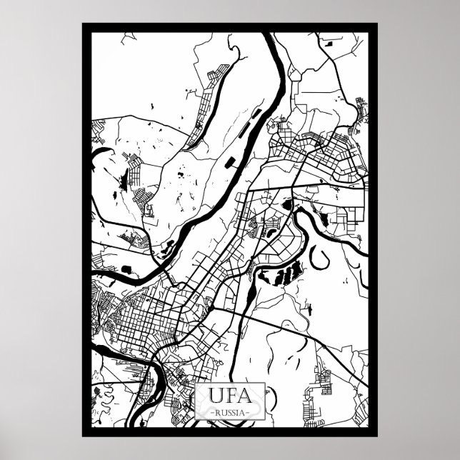 Póster Mapa de la ciudad de Ufa Rusia (Frente)