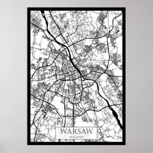 Póster Mapa de la ciudad de Varsovia Polonia