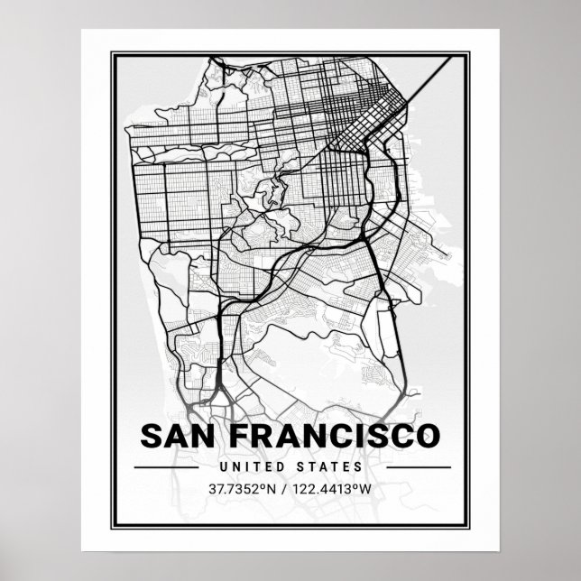Póster Mapa de la ciudad de viaje de Estados Unidos de Sa (Frente)