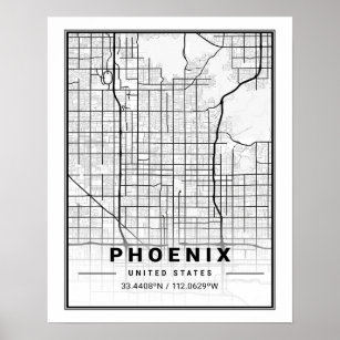 Póster Mapa de la ciudad de viaje de Phoenix Arizona USA